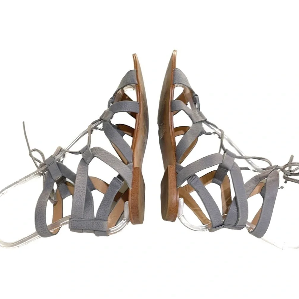 Splendid Lace Up Caged Gladiator Sandals Grey SZ 8